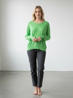 Phillip Lim Kelly Green Cotton Womens Sweater Top Blouse Long Sleeve Winter Xs